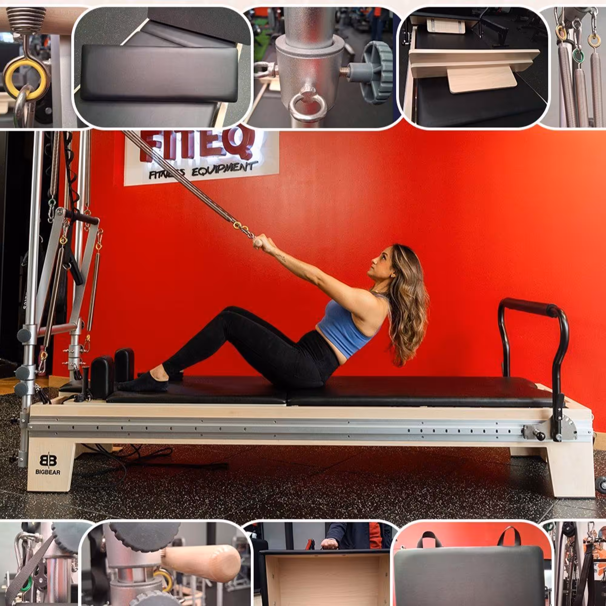 Mapple Wood Pilates Reformer, disponible en Fiteq Guatemala